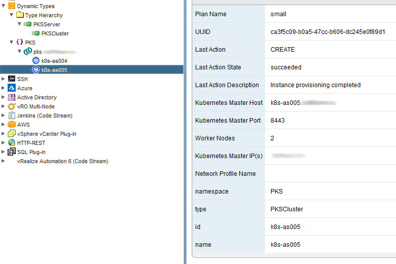 vRO DynamicTypes PKS cluster information