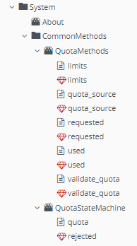 Quota state machine classes, methods and instances